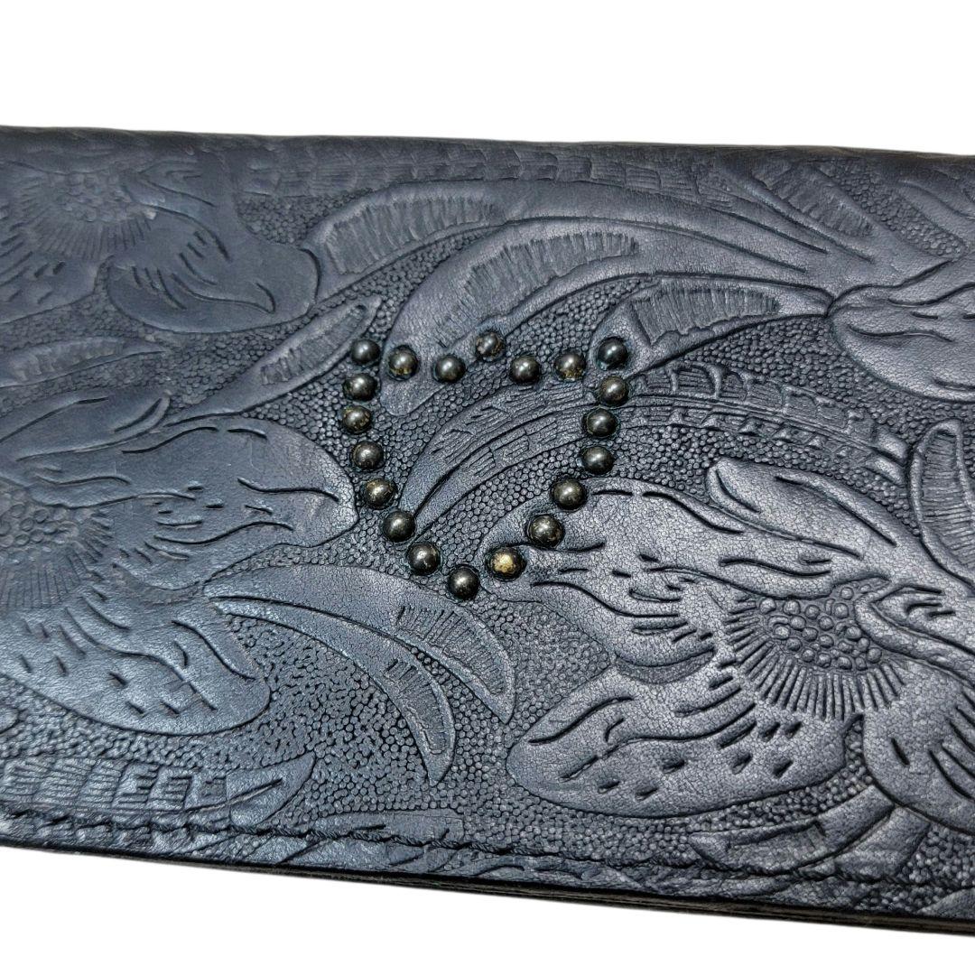 新品 イタリア製 HTC エンボス加工 牛革 長財布 ウォレットチェーン付 新品 イタリア製 HTC エンボス加工 牛革 長財布 ウォレットチェーン付