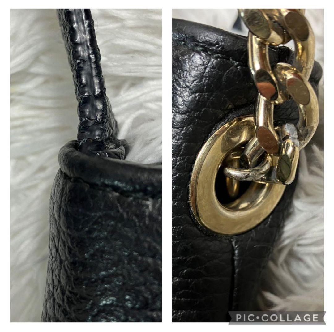フルラ FURLA 美品 ショルダーバッグ 斜めかけ 黒 チェーン 本革