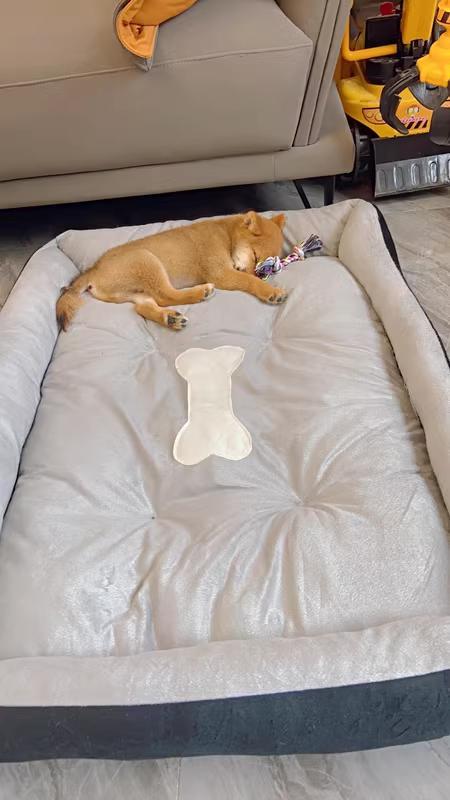 犬用ベッド 骨型クッション付き 大きめ グレー