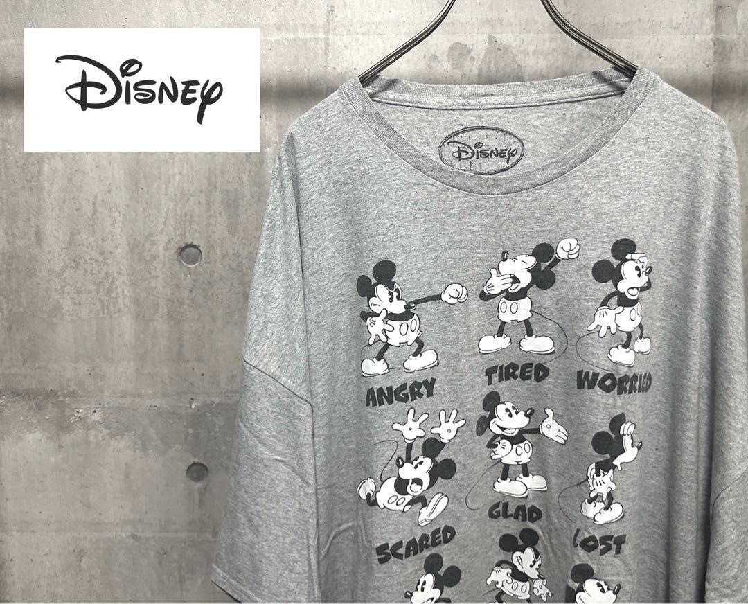 Disney ディズニー ミッキー 感情 表情 プリント Tシャツ