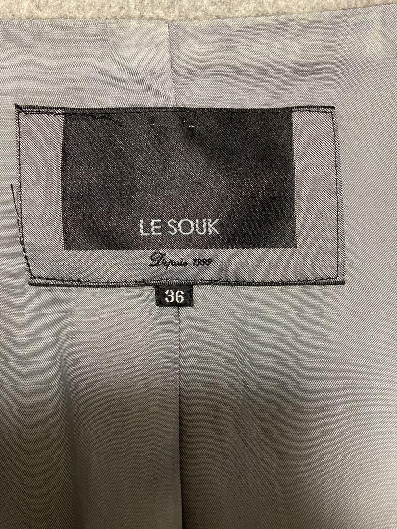 LE SOUK ルスーク　ロングコート グレー　スタンドカラー　ファー ジャケット・アウター