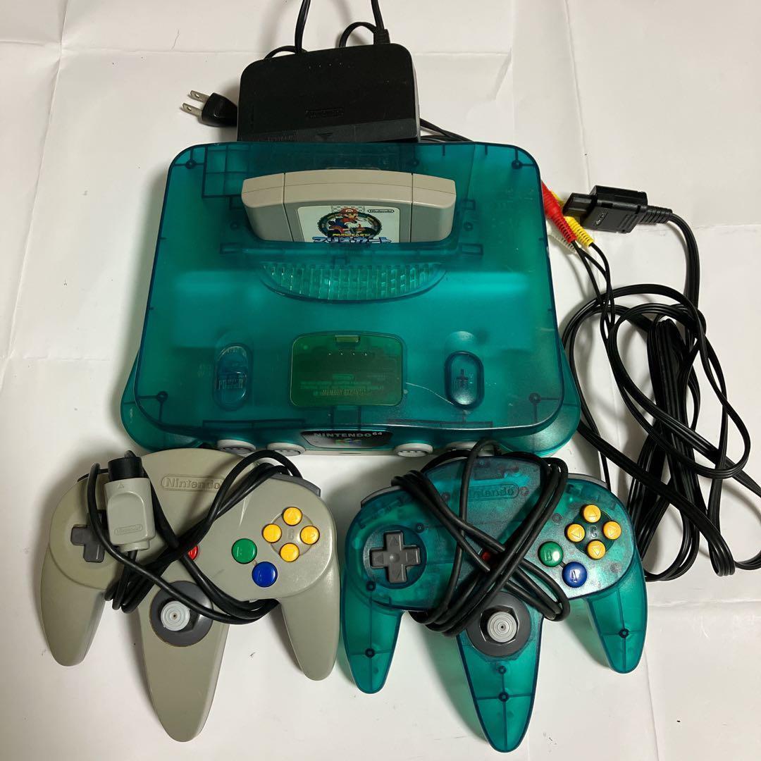 Nintendo64 ニンテンドー　クリアブルー　マリオカート　すぐ遊べるセット