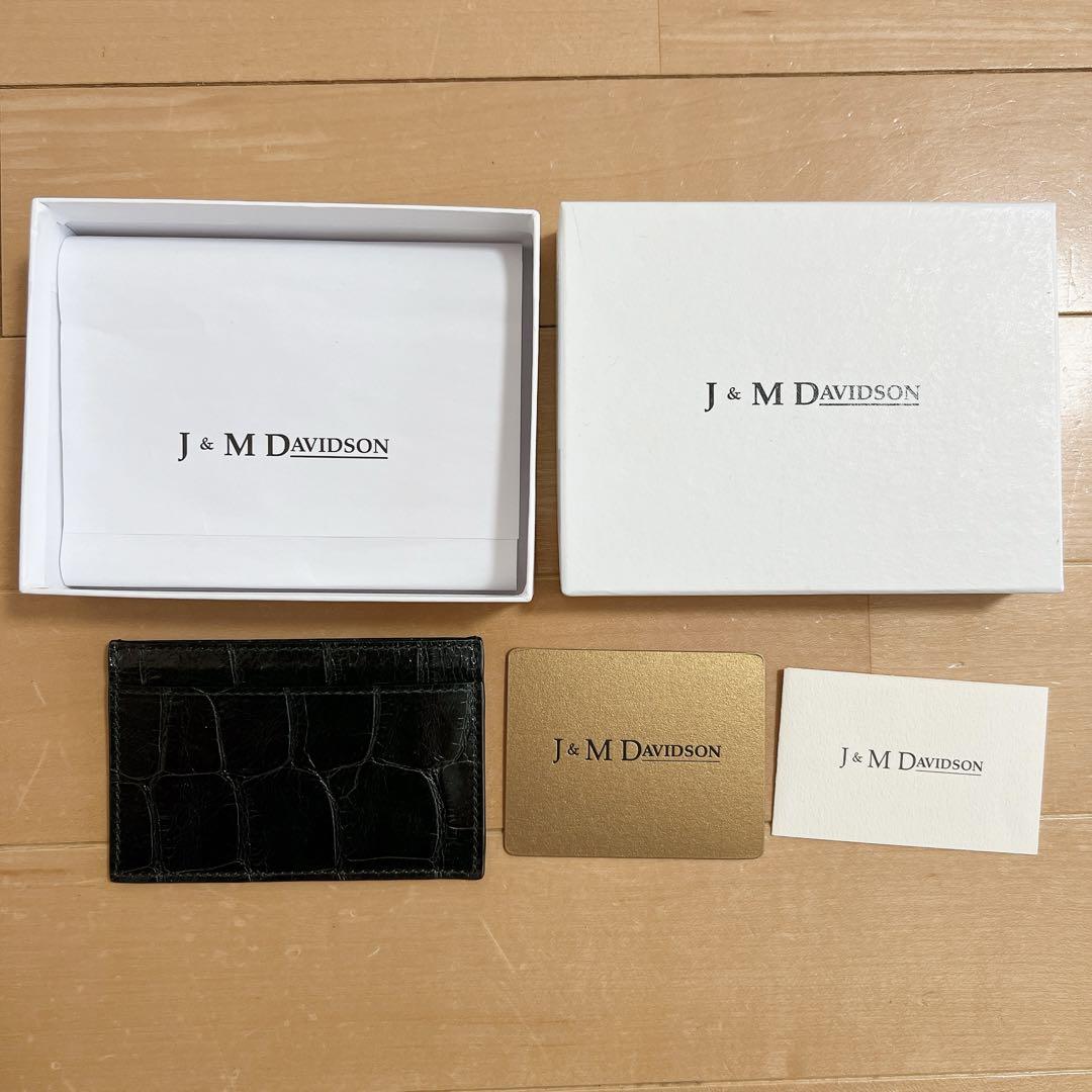 J&M DAVIDSON カードホルダー　ブラック　クロコ調カーフ