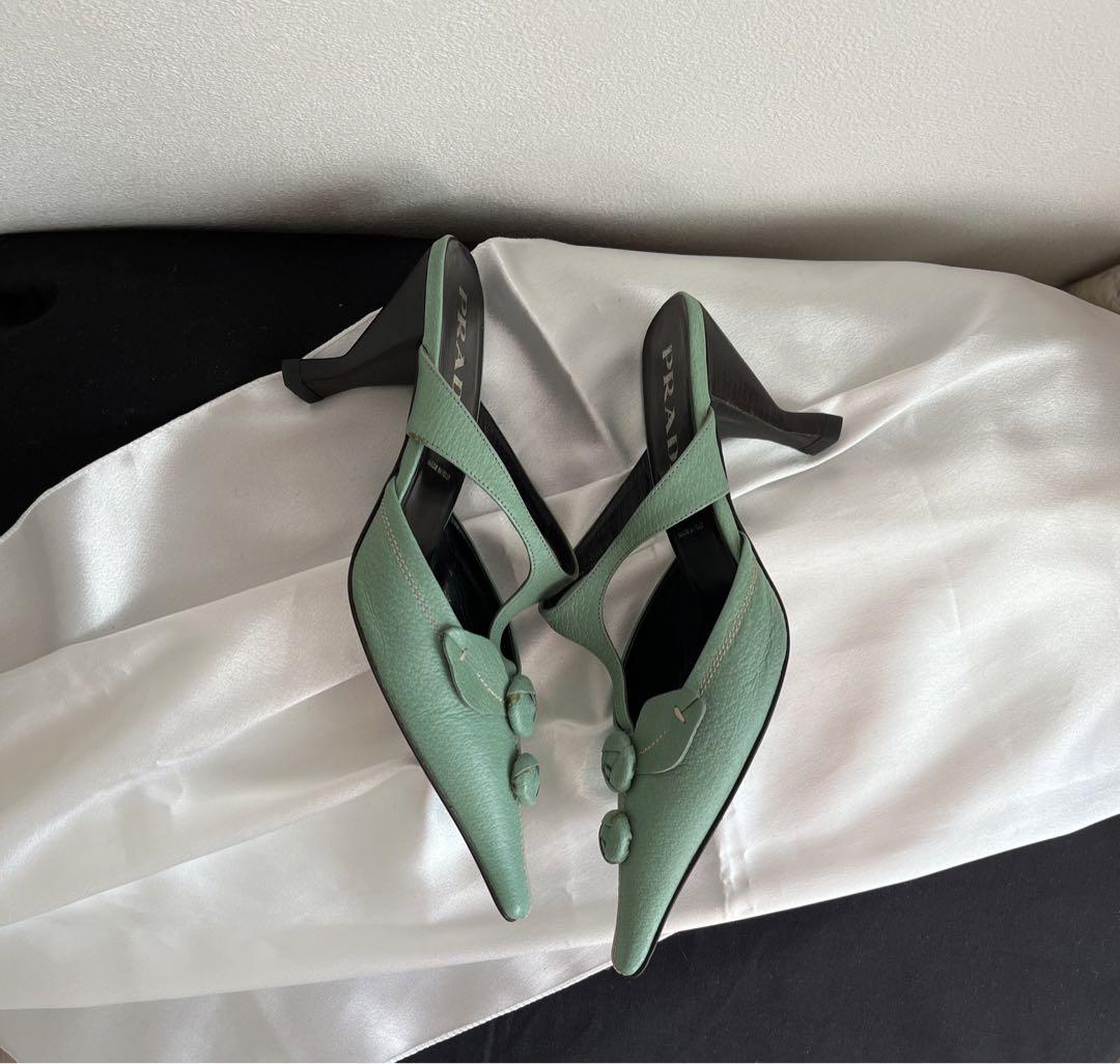 【極美品】ヴィンテージ　PRADA　プラダ　ミュール　バラのモチーフ レア38