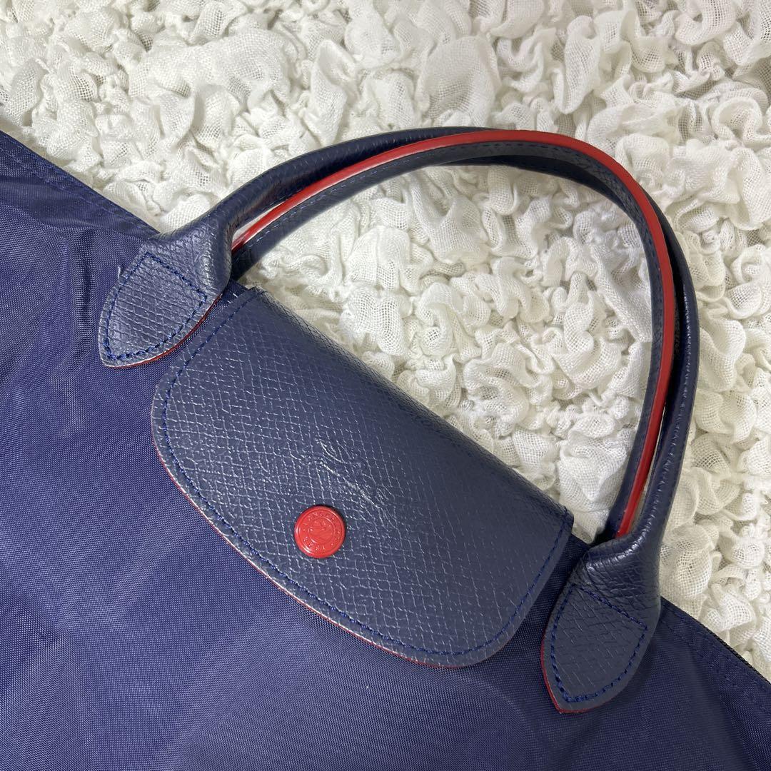Longchamp トートバッグ ネイビー/レッド LONGCHAMP ネイビー/レッド トートバッグ - メルカリ