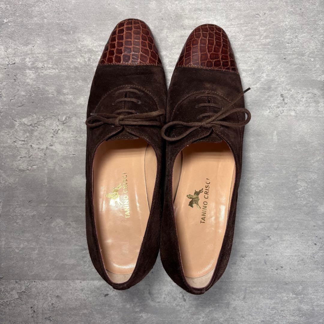 極美品✨TANINO CRISCI スエード×クロコ型押し レースアップシューズ 極美品✨TANINO CRISCI スエード×クロコ型押し レースアップシューズ