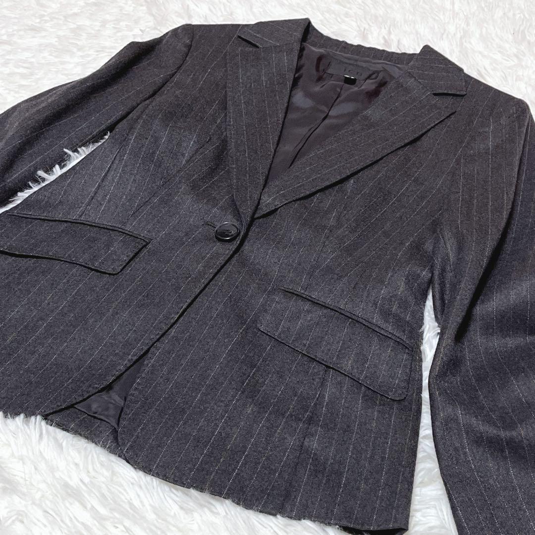 ICB ジャケット　パンツ　スーツセットアップ　ストライプ　M　チャコールグレー