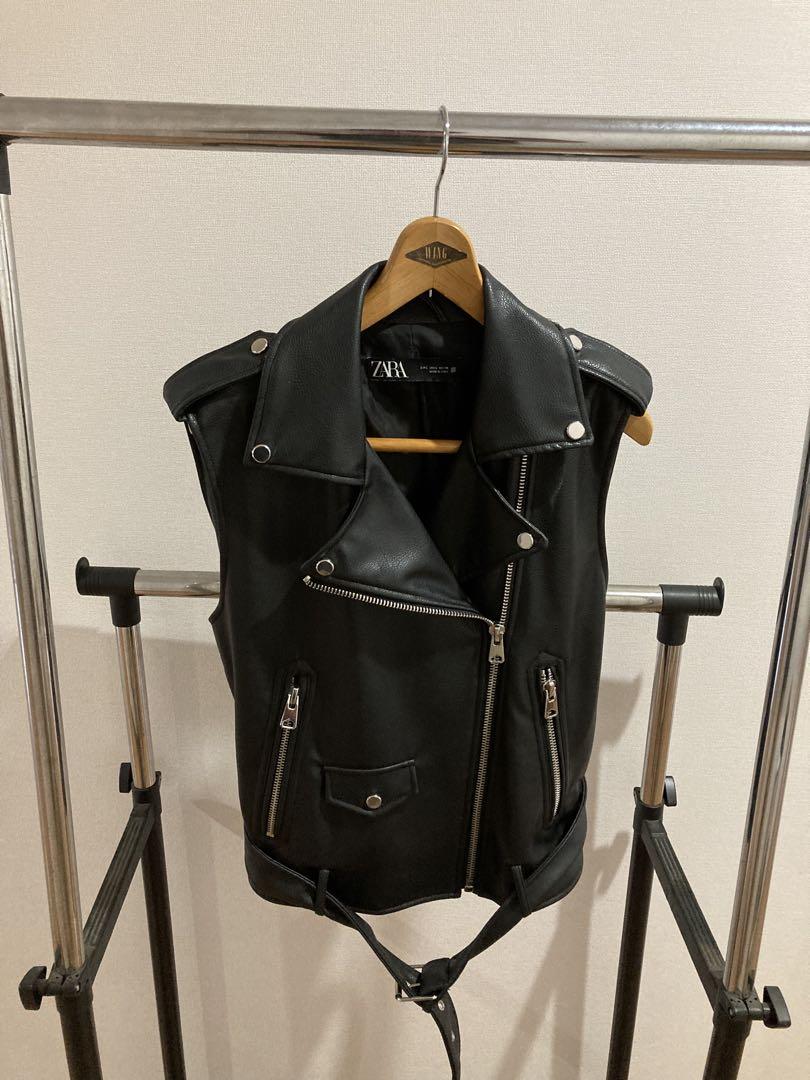 完売品♡ZARA ザラ 黒レザー ベスト ジャケット ブラック L