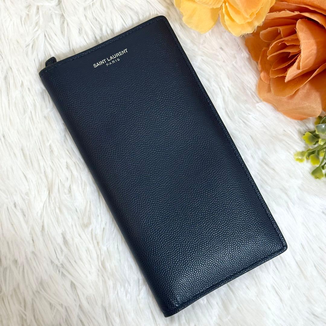 未使用級 極美品✨️SAINT LAURENT 長財布 ロゴ キャビアスキン