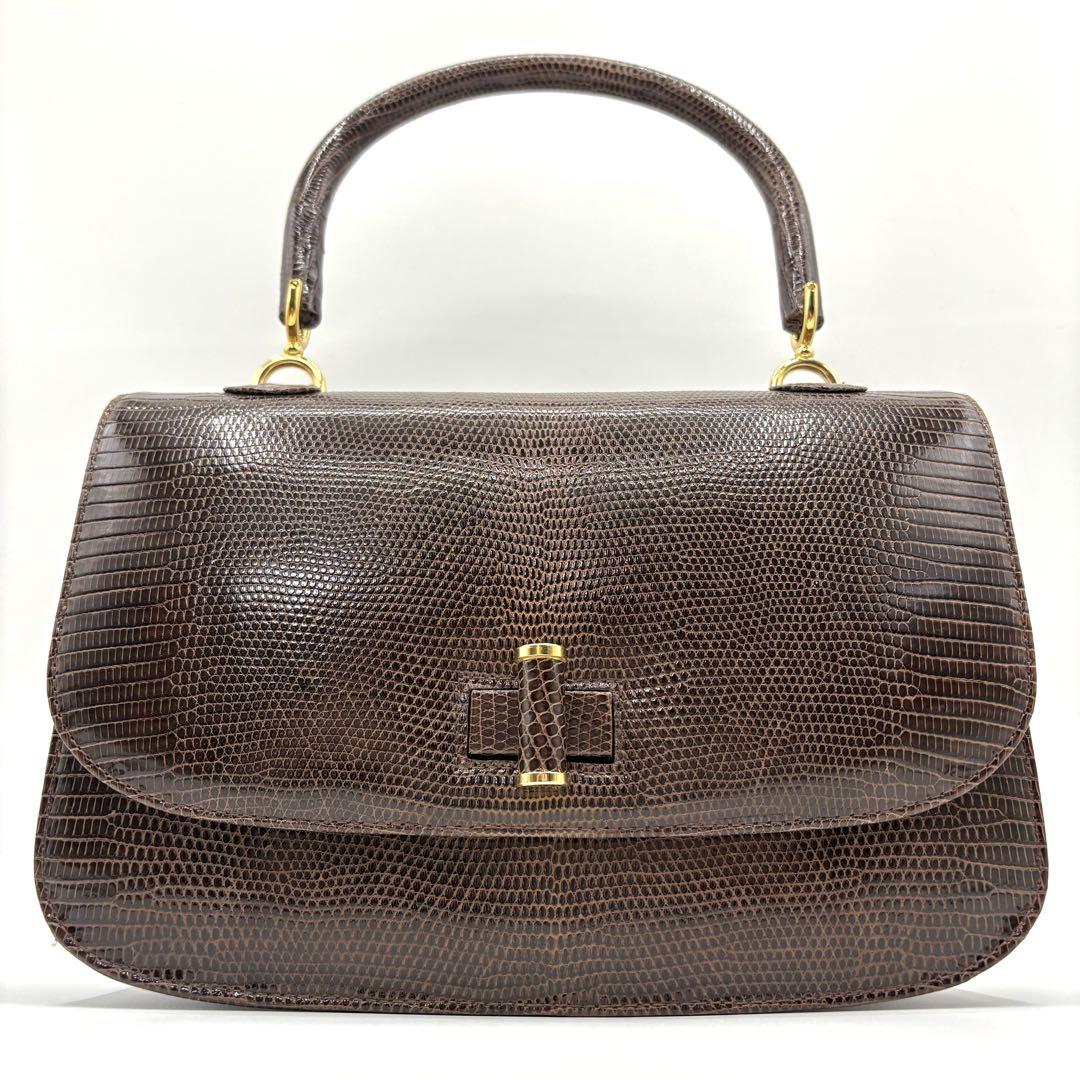 美品 bolsetta リザード ハンドバッグ フォーマルバッグ トップハンドル