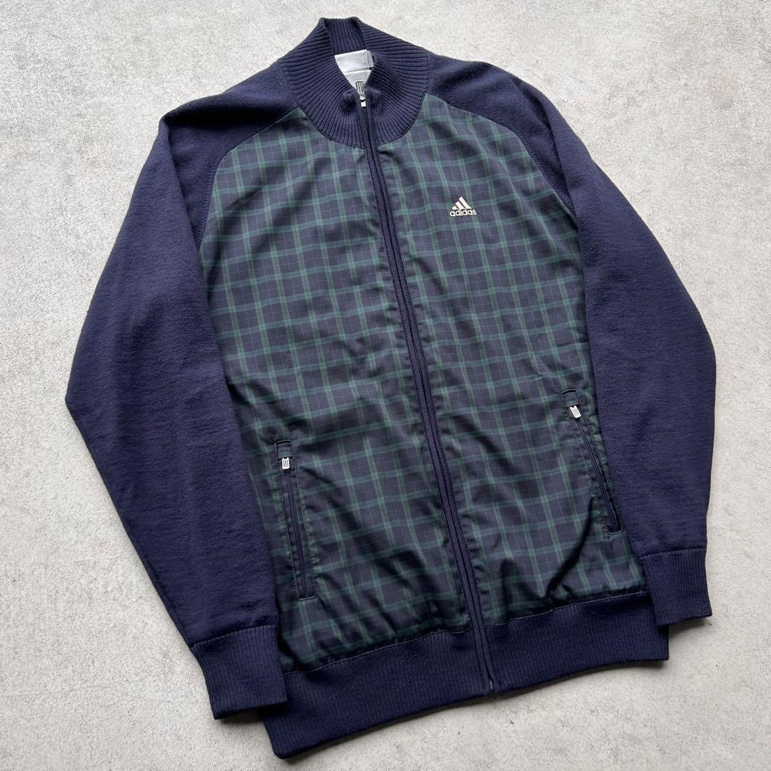 古着 adidas ゴルフ 防風蓄熱 フルジップ ニット ブルゾン Y2K 古着 adidas ゴルフ 防風蓄熱 フルジップ ニット ブルゾン Y2K