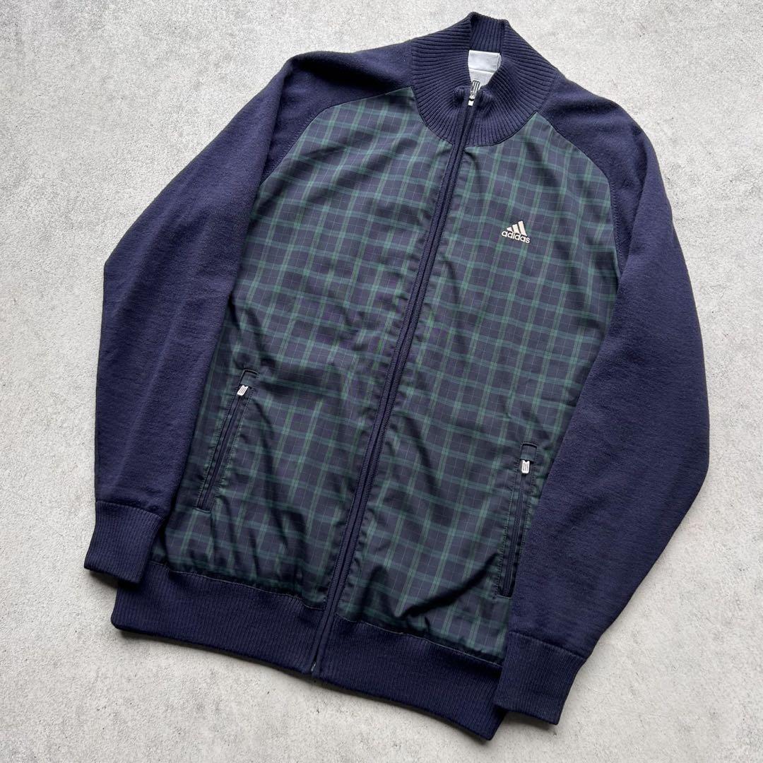 古着 adidas ゴルフ 防風蓄熱 フルジップ ニット ブルゾン Y2K 古着 adidas ゴルフ 防風蓄熱 フルジップ ニット ブルゾン Y2K