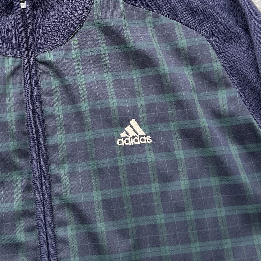 古着 adidas ゴルフ 防風蓄熱 フルジップ ニット ブルゾン Y2K 古着 adidas ゴルフ 防風蓄熱 フルジップ ニット ブルゾン Y2K