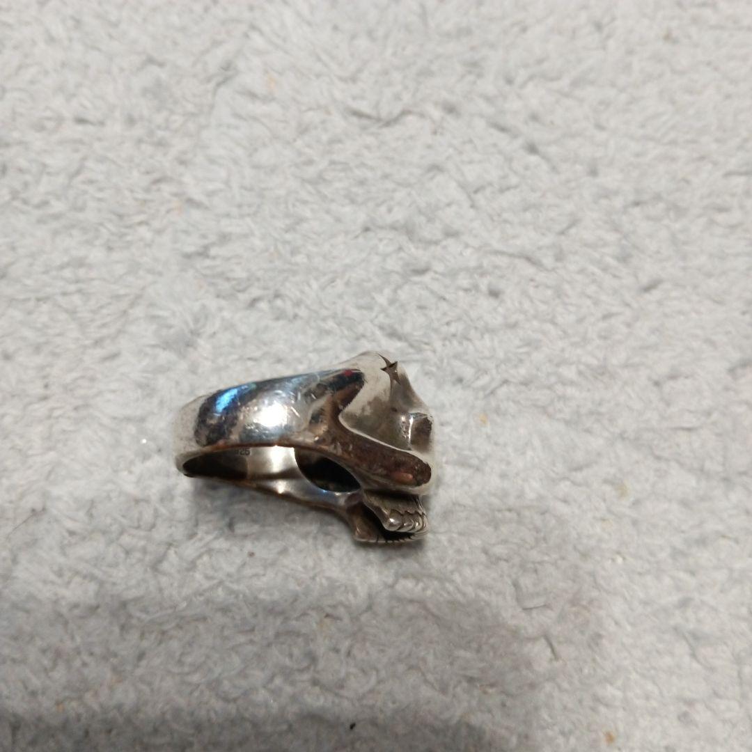 【新作入荷!!】  希少廃盤アクアシルバー21or19号スカルデザイン シルバーリング アクセサリー