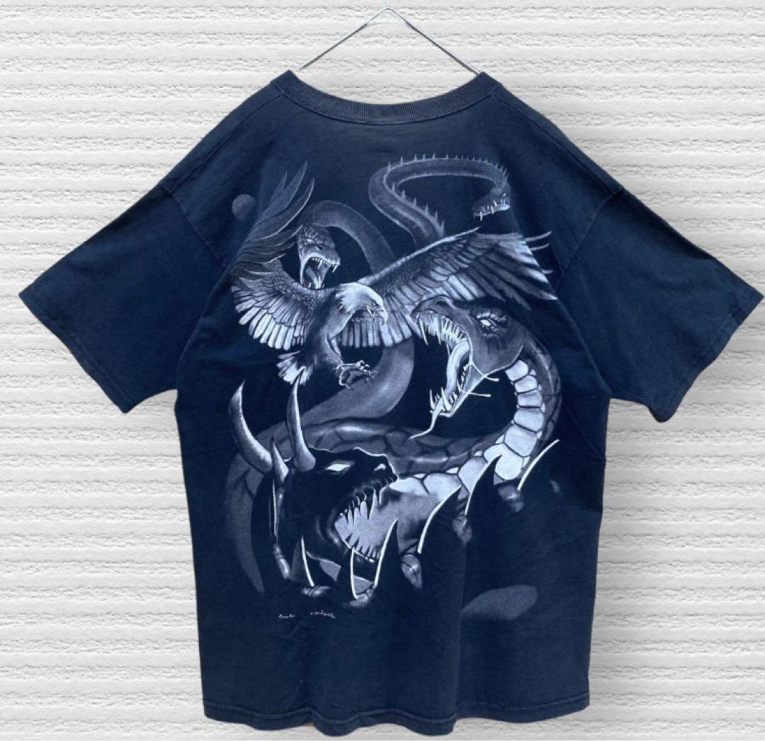 リキッドブルー Tシャツ ドラゴン 龍 USA製 90s 古着 ヴィンテージ 画像4