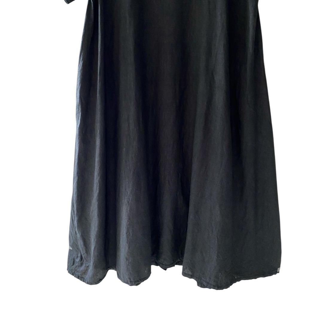 素晴らしい外見 リネン 2way robe 極美品】nest ロング 黒 ワンピース フレア ワンピース