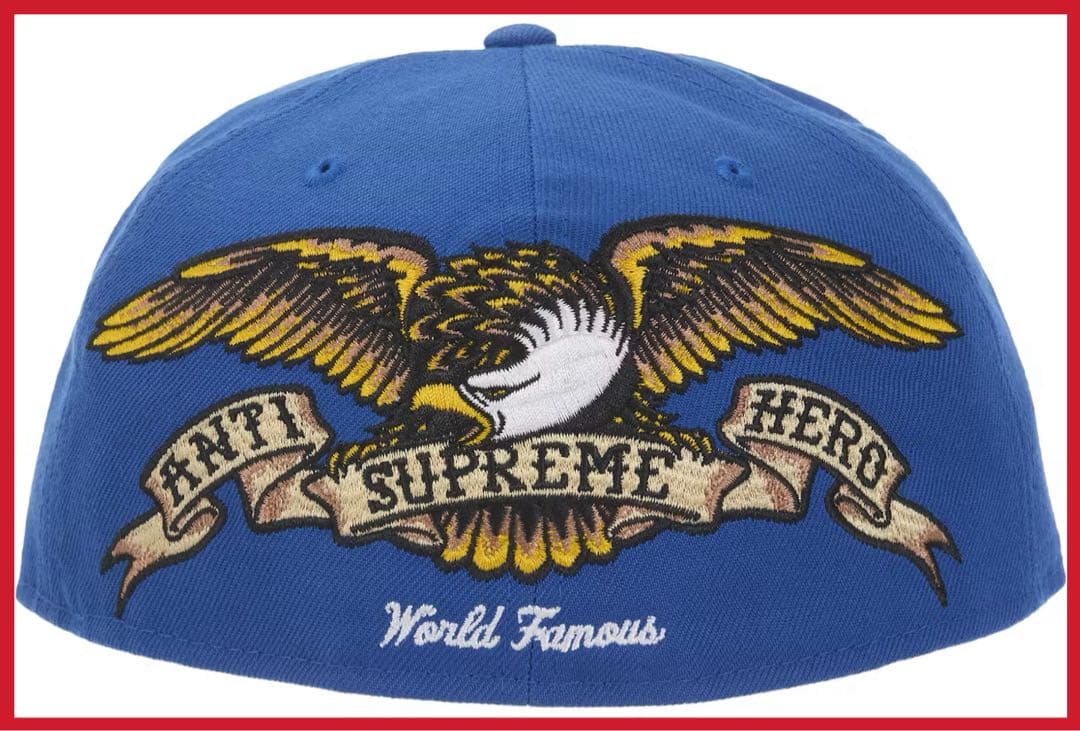シュプリーム アンタイヒーロー ニューエラ ブルー キャップSUPREME