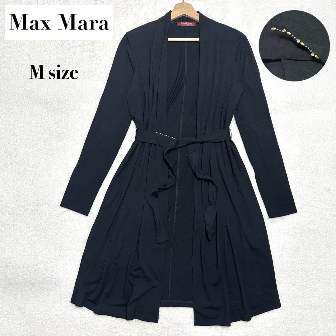 ✨美品✨ MAX MARA ビジューベルト ロングカーディガン 黒 Mサイズ