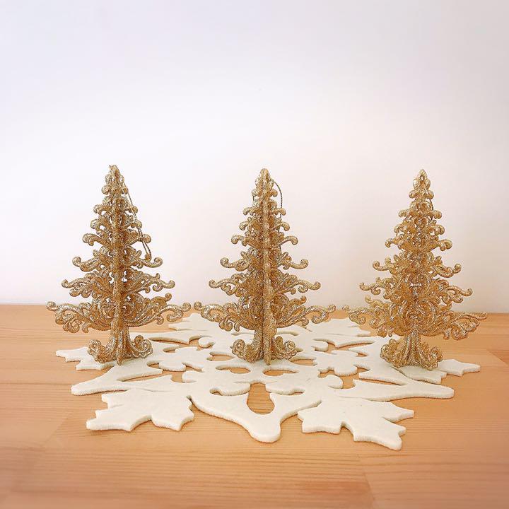 ゴールド グリッター オーナメント クリスマスツリー エレガント