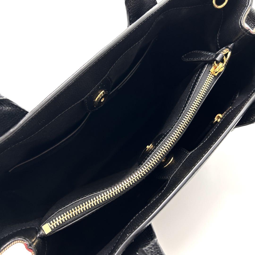 極美品】バーバリー バナートート 2way メガチェック ロゴ レザー 黒
