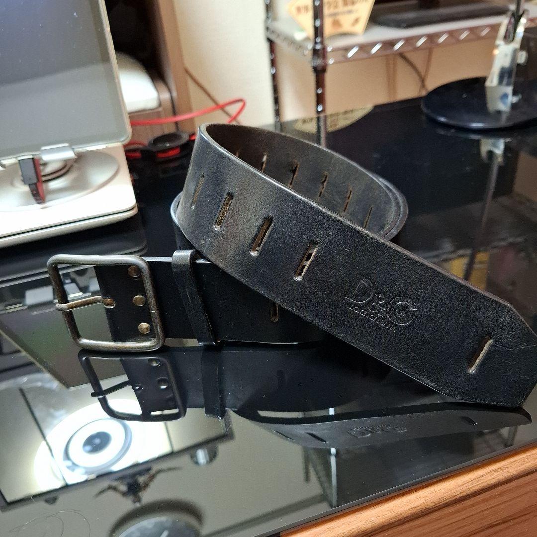 D&G レザーベルト ブラックフリーサイズ