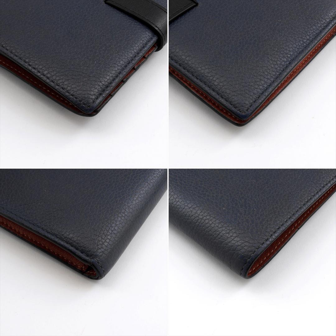 極美品✨ ロエベ  ミディアムヴァーティカルウォレット 二つ折り財布 ネイビー
