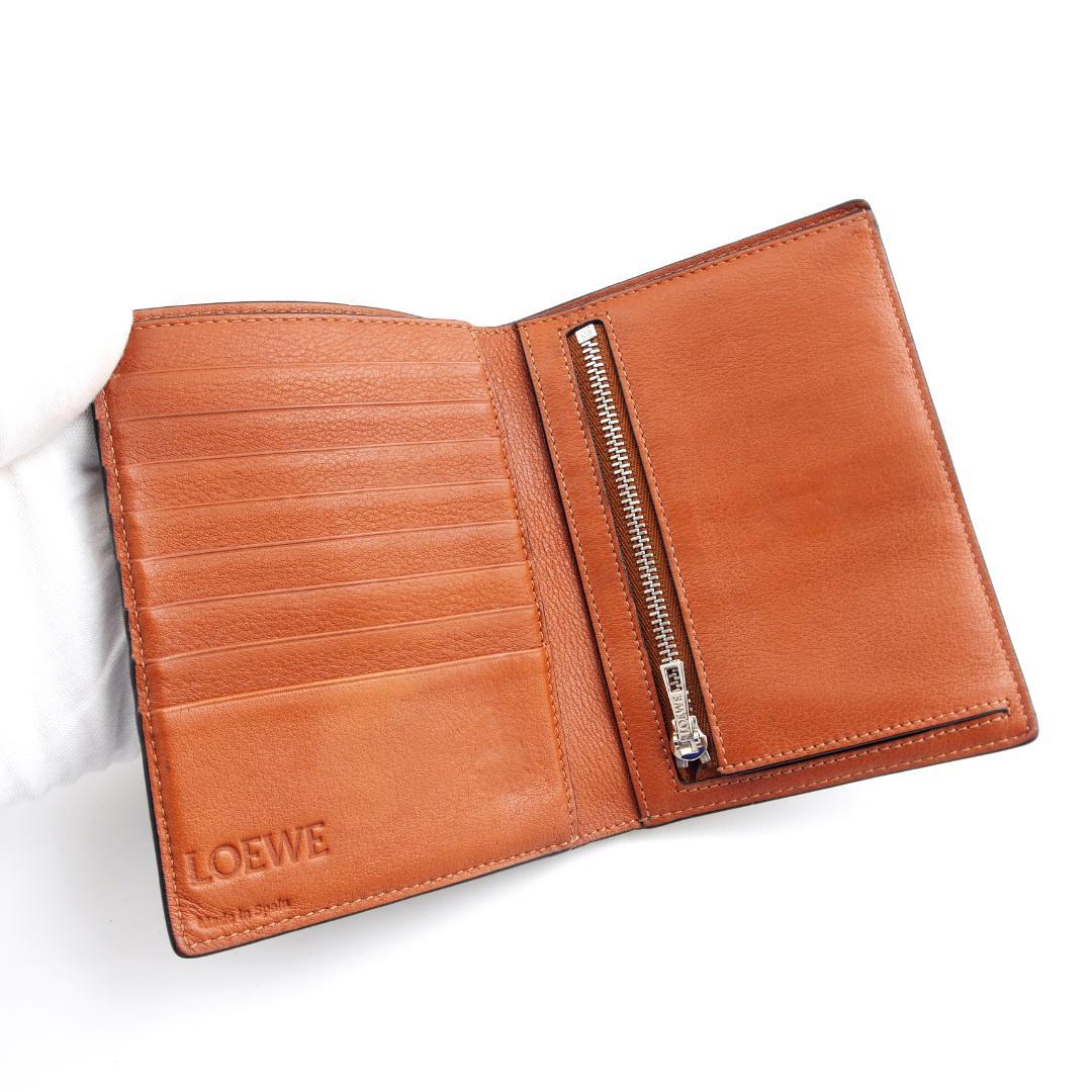 極美品✨ ロエベ  ミディアムヴァーティカルウォレット 二つ折り財布 ネイビー