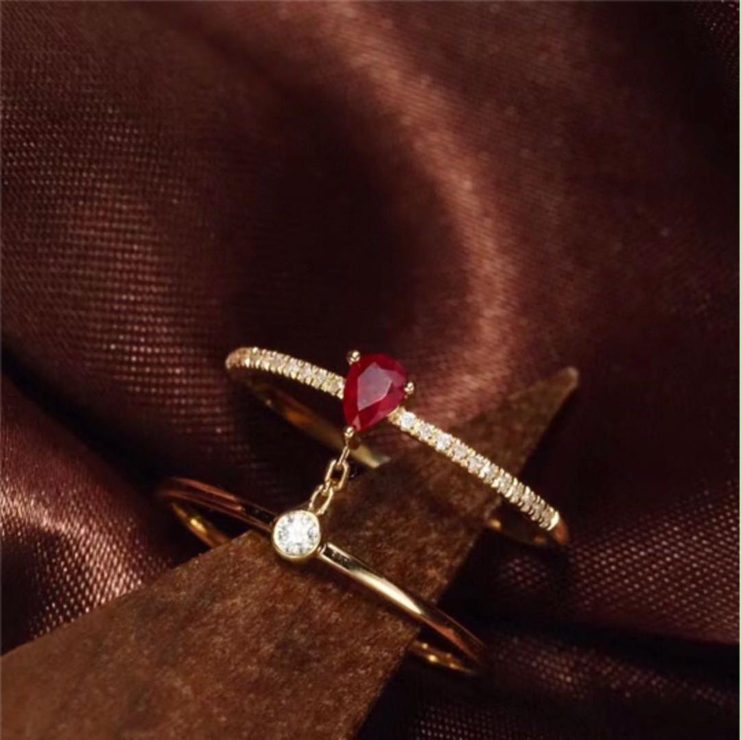 天然 ルビー ダイヤモンド リング0.2ct k18 z