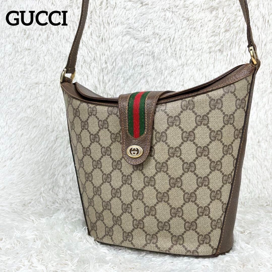 GUCCI オールドグッチ シェリーライン GG柄 ショルダーバッグ バケツ型 GUCCI - 【極美品✨】オールドグッチ ショルダーバッグ GG柄