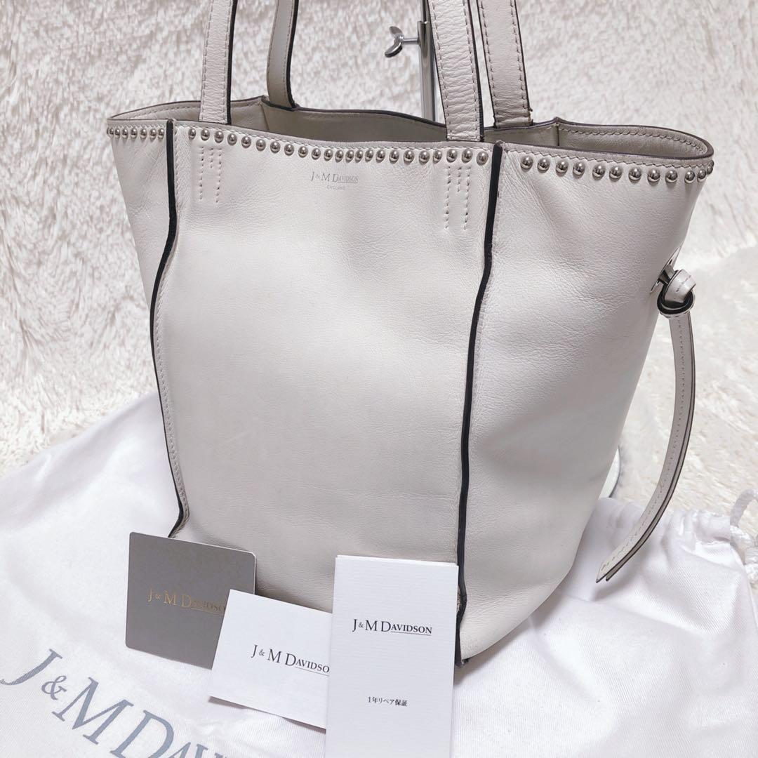 ☆美品☆J&M Davidsonベル トートバッグ アイボリー スタッズ レザー