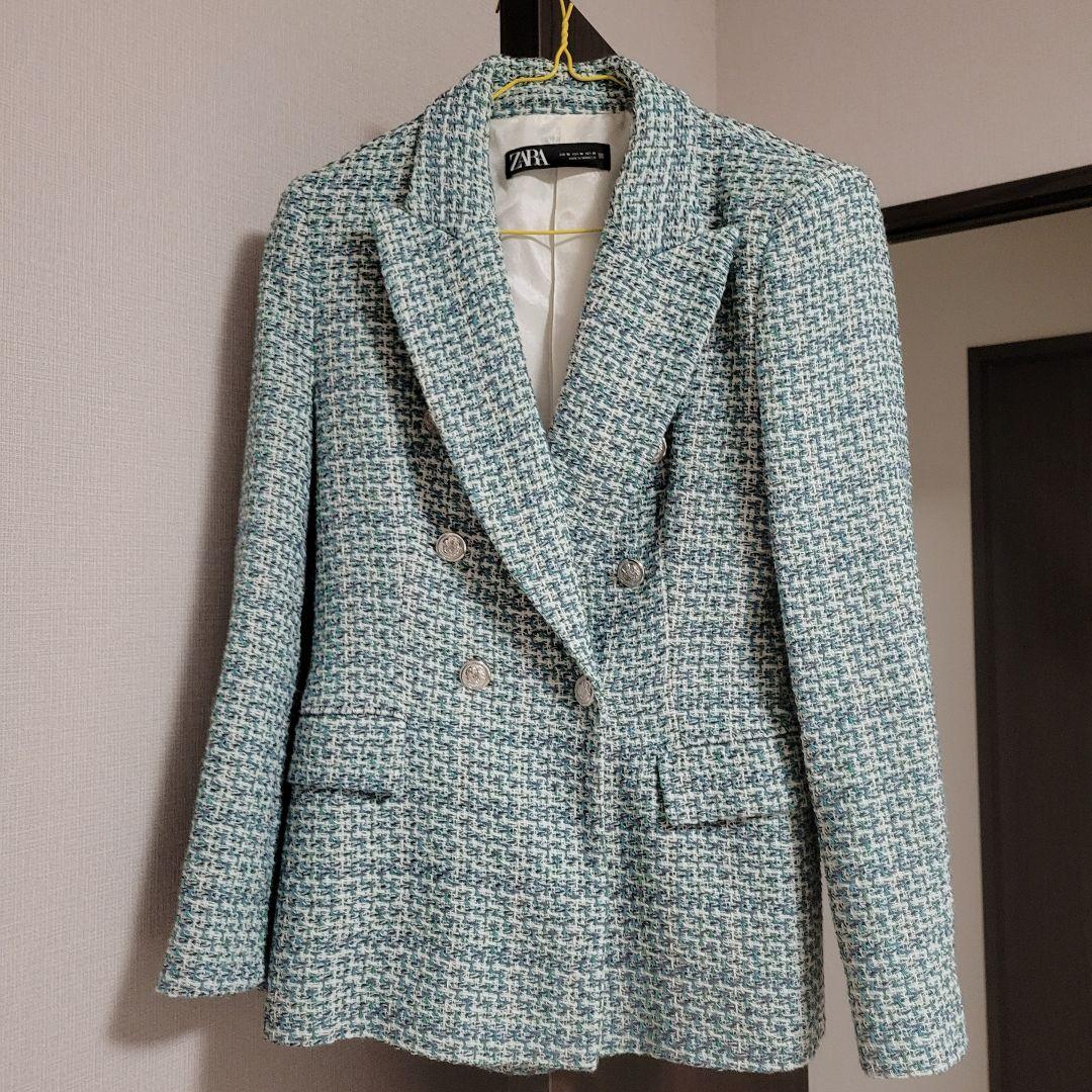 ZARA ザラ ツイード ダブルブレスト ジャケット テーラード 金