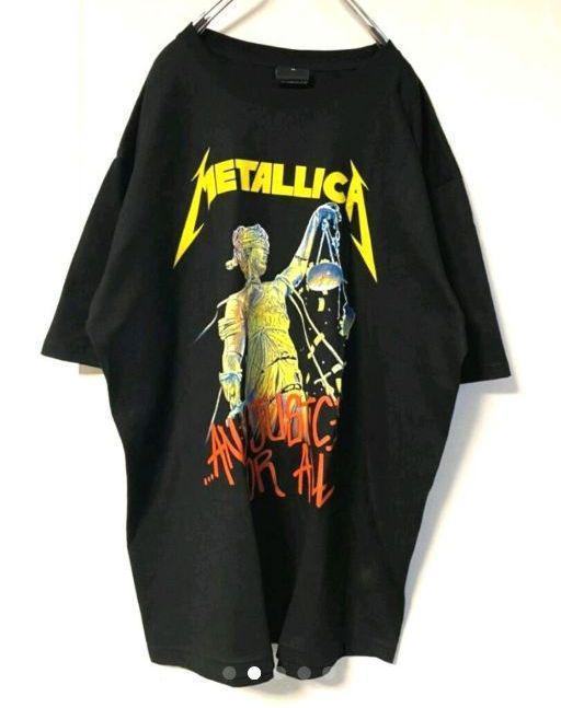 最新品 メタリカ ブラックXL 古着 72NXd-m89378043963 デカロゴ バンドTシャツ 定番送料無料