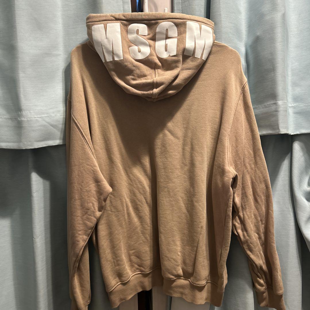 MSGM ベージュ フード付きパーカー MSGM ベージュ パーカー フードロゴ - メルカリ