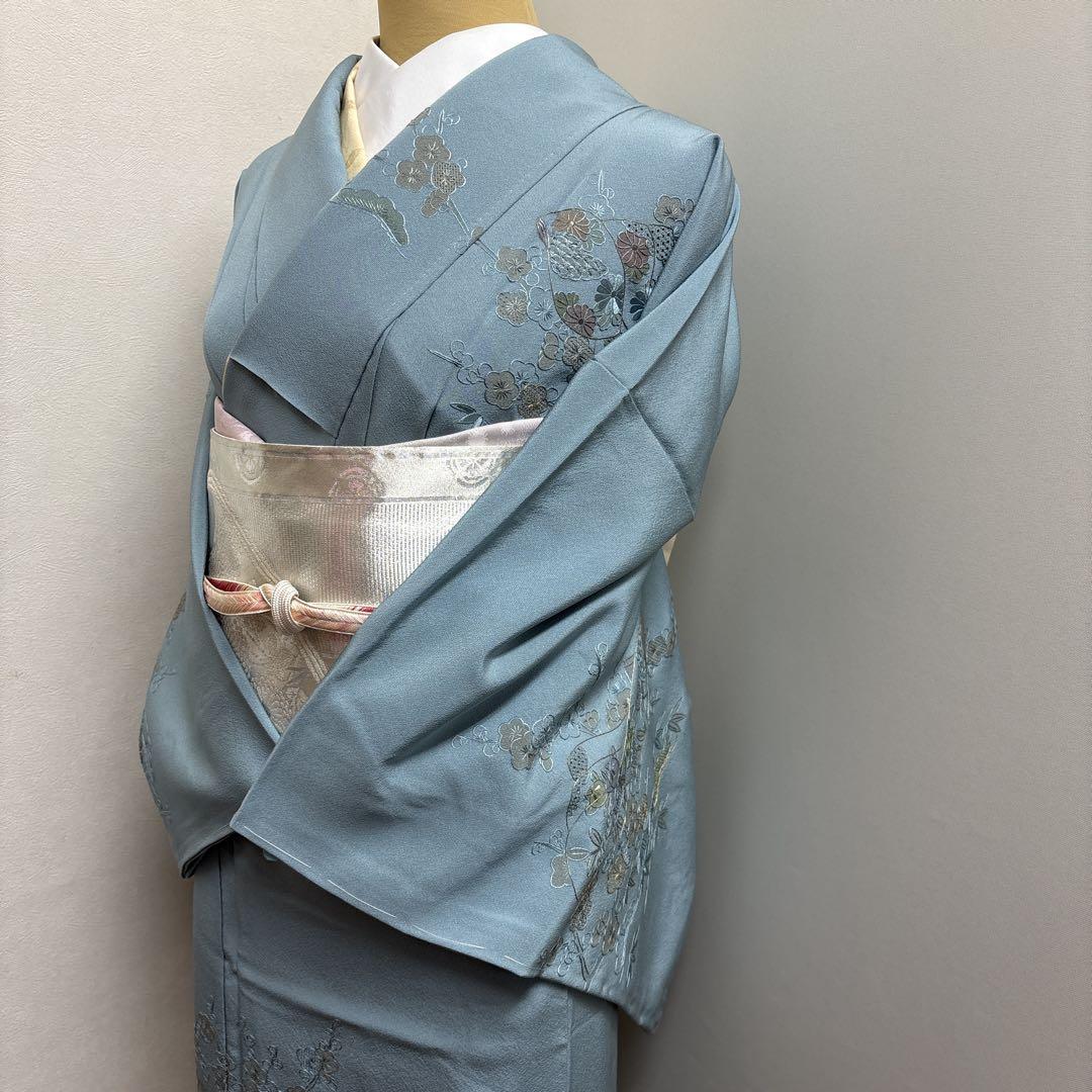 未使用　汕頭刺繍　青磁色　155cm　正絹訪問着　フォーマル　l868 汕頭刺繍 訪問着 豪華❣️ 未使用 - メルカリ