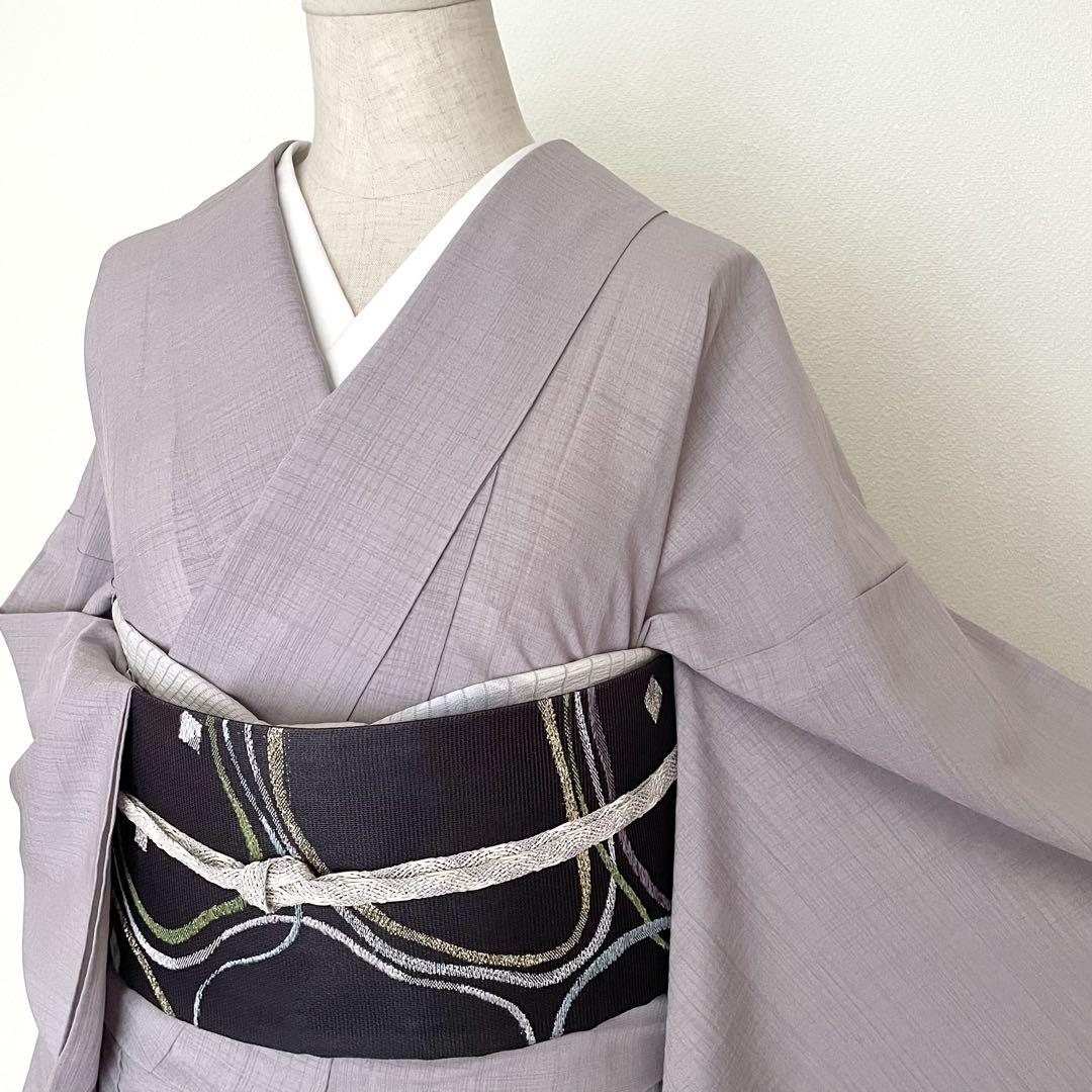 【単衣夏着物】はなぶさ英 色無地 洗えるポリエステル着物