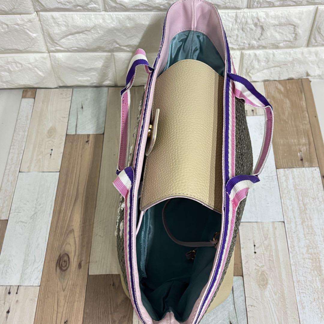 ADMJ トートバッグ　スワロフスキー　メッシュ　サマーファブリック