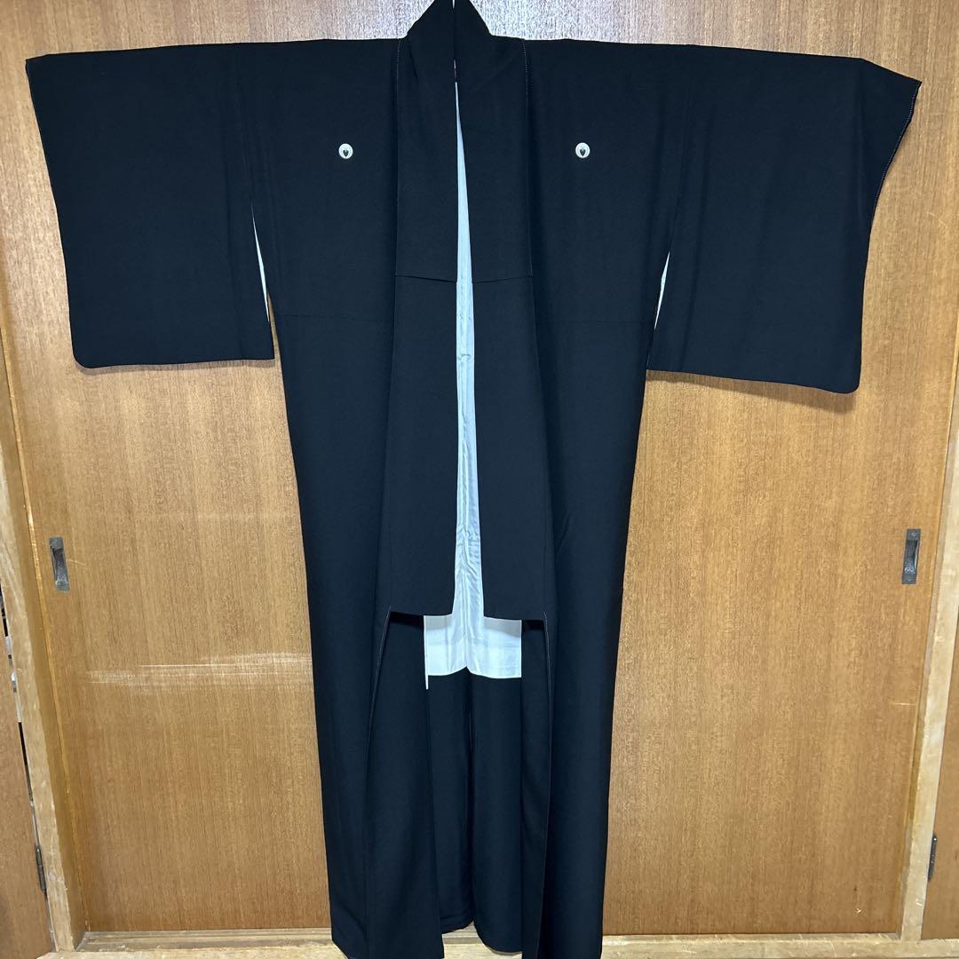 喪服 着物 夏冬 帯付き 下がり藤 ぽっちゃり体型160センチ着用 絹やや傷や汚れあり