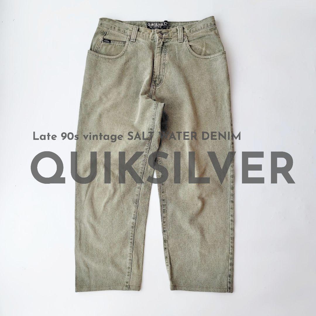 90s Quicksilver デニム カーゴ バギーパンツ 十字架 ハーフ 90s QUIKSILVER クイックシルバー ビンテージ デニム パンツ 32