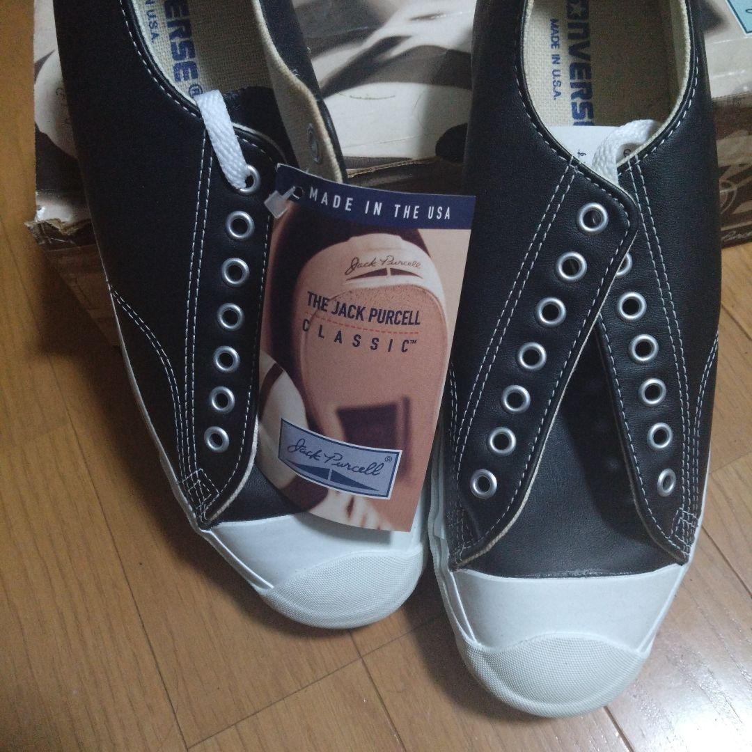 通販激安】 コンバースジャックパーセル黒レザー スニーカー - bureau
