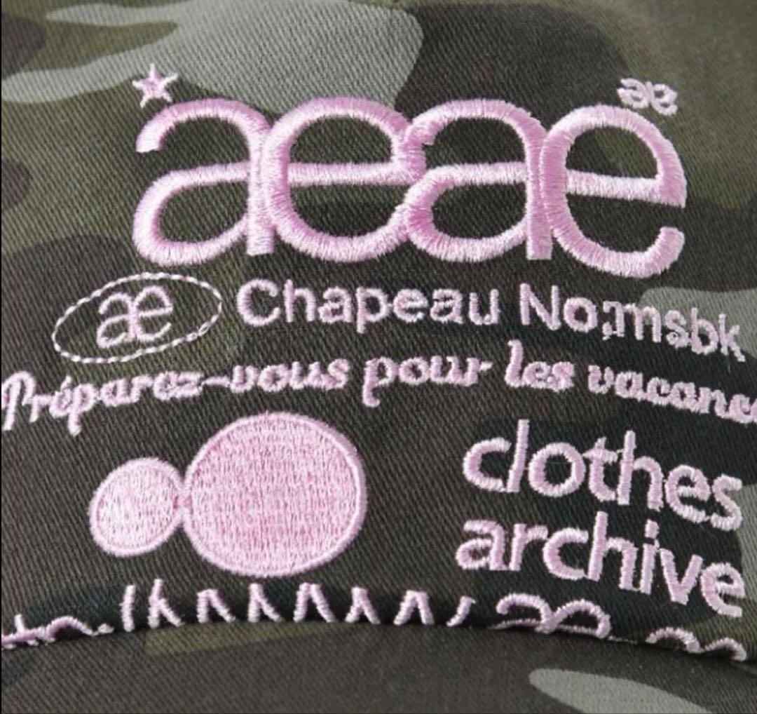 【新品】日本未発売 aeae迷彩キャップ　ピンク刺繍 カモフラージュ 韓国 新品】日本未発売 aeae迷彩キャップ ピンク刺繍 カモフラージュ