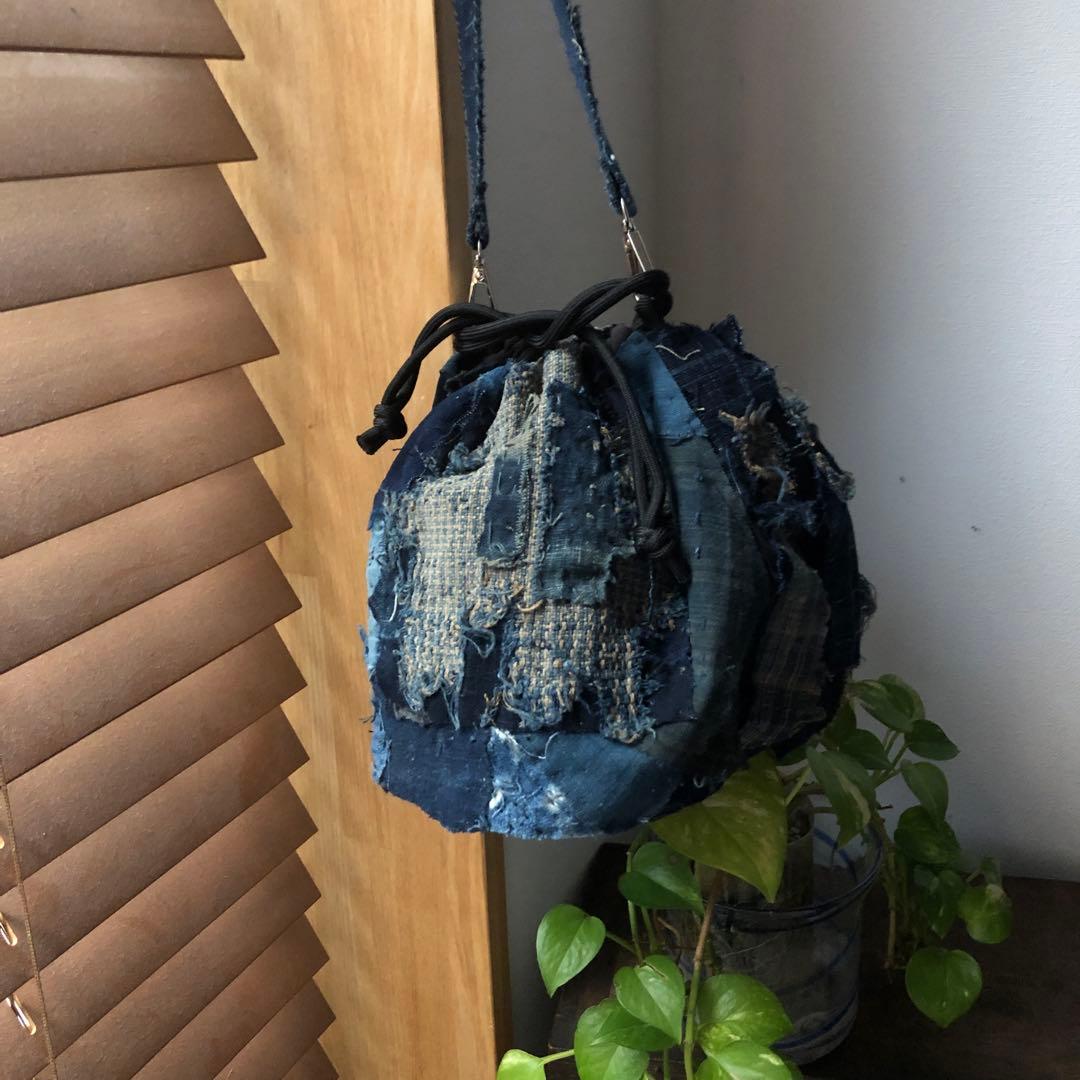 作って見ませんか『稀に見る襤褸』とミナで巾着ショルダー/ミナペルホネン/藍染