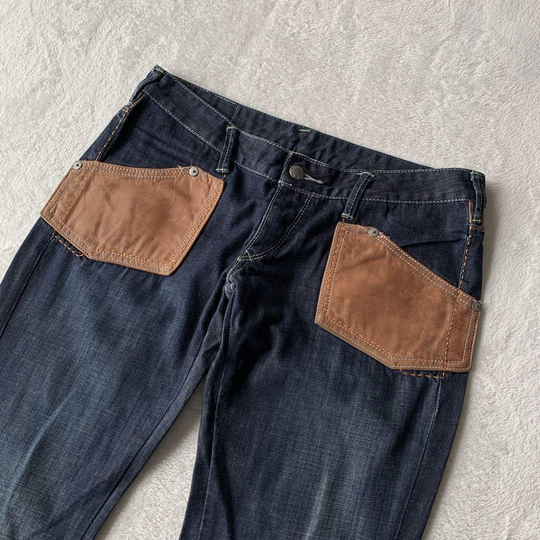 超希少 美品！EVISU PARIS エヴィス デニム パンツ ジーンズ レザー
