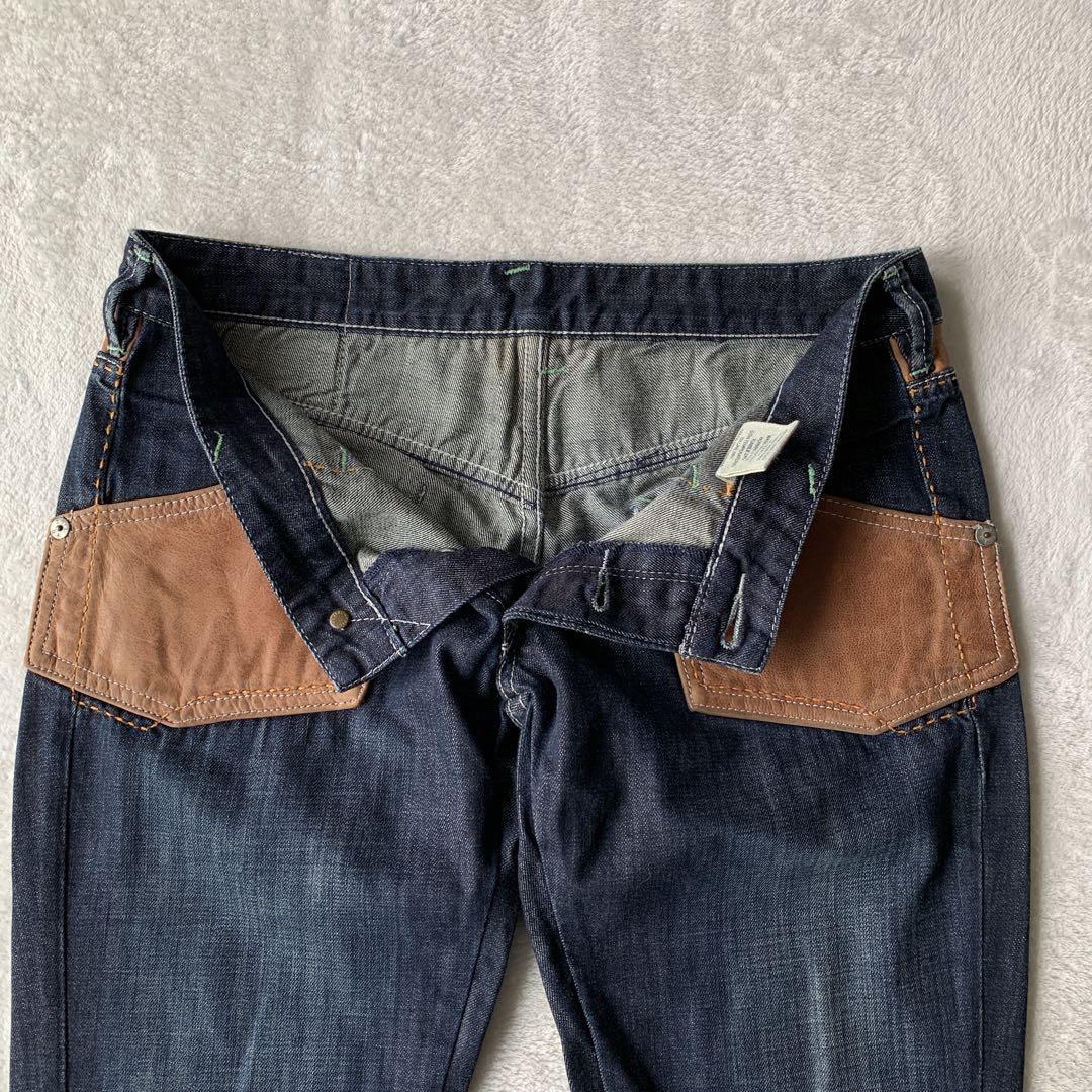 超希少 美品！EVISU PARIS エヴィス デニム パンツ ジーンズ レザー