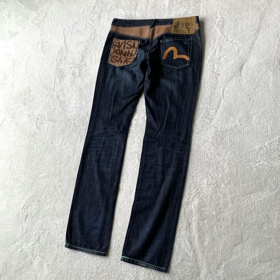 超希少 美品！EVISU PARIS エヴィス デニム パンツ ジーンズ レザー