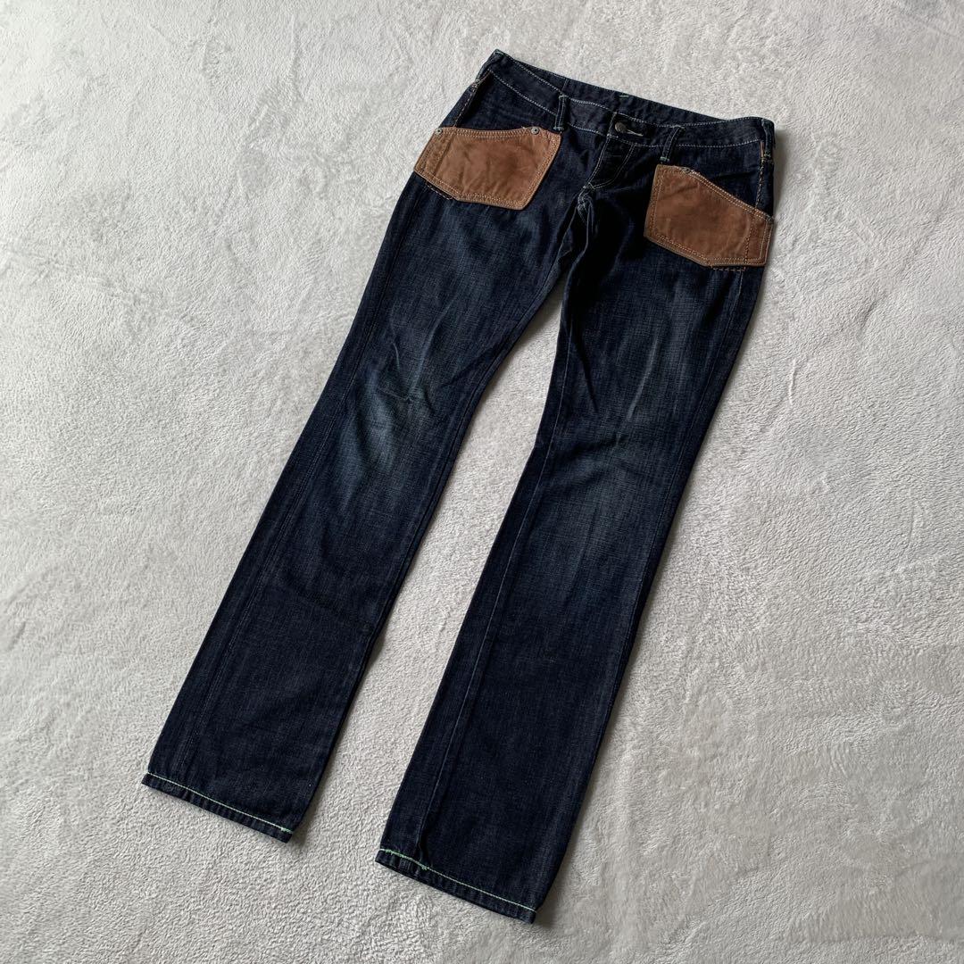 超希少 美品！EVISU PARIS エヴィス デニム パンツ ジーンズ レザー