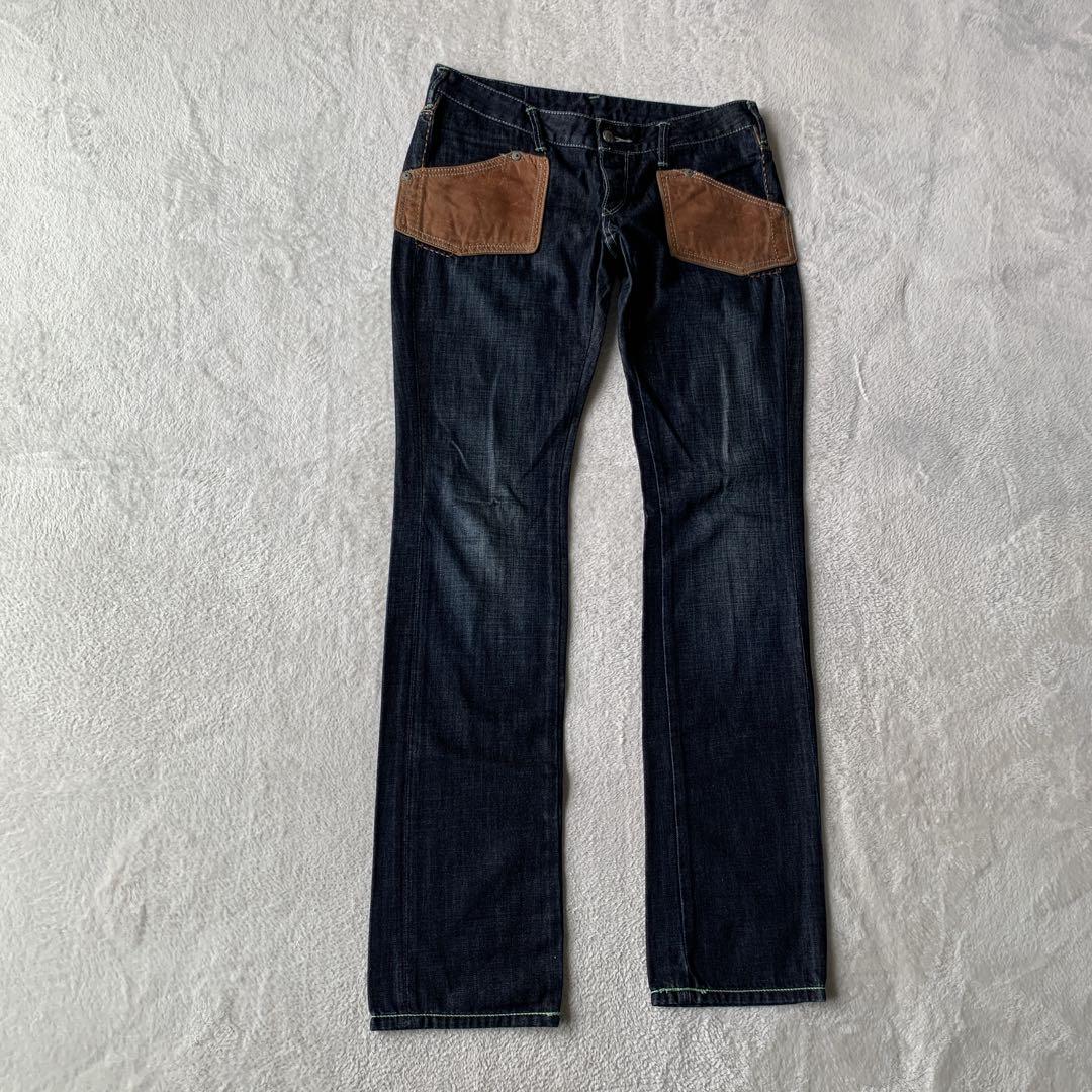 超希少 美品！EVISU PARIS エヴィス デニム パンツ ジーンズ レザー