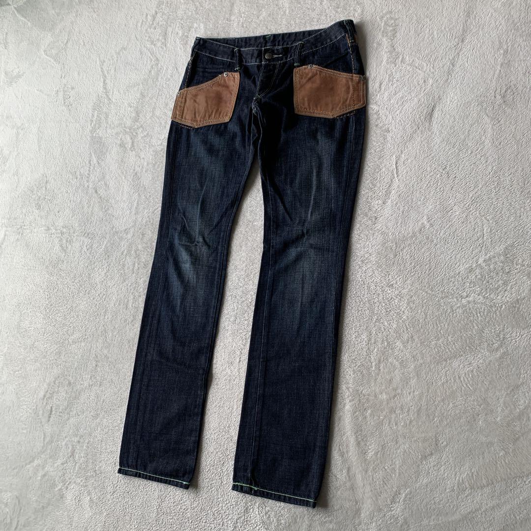 超希少 美品！EVISU PARIS エヴィス デニム パンツ ジーンズ レザー