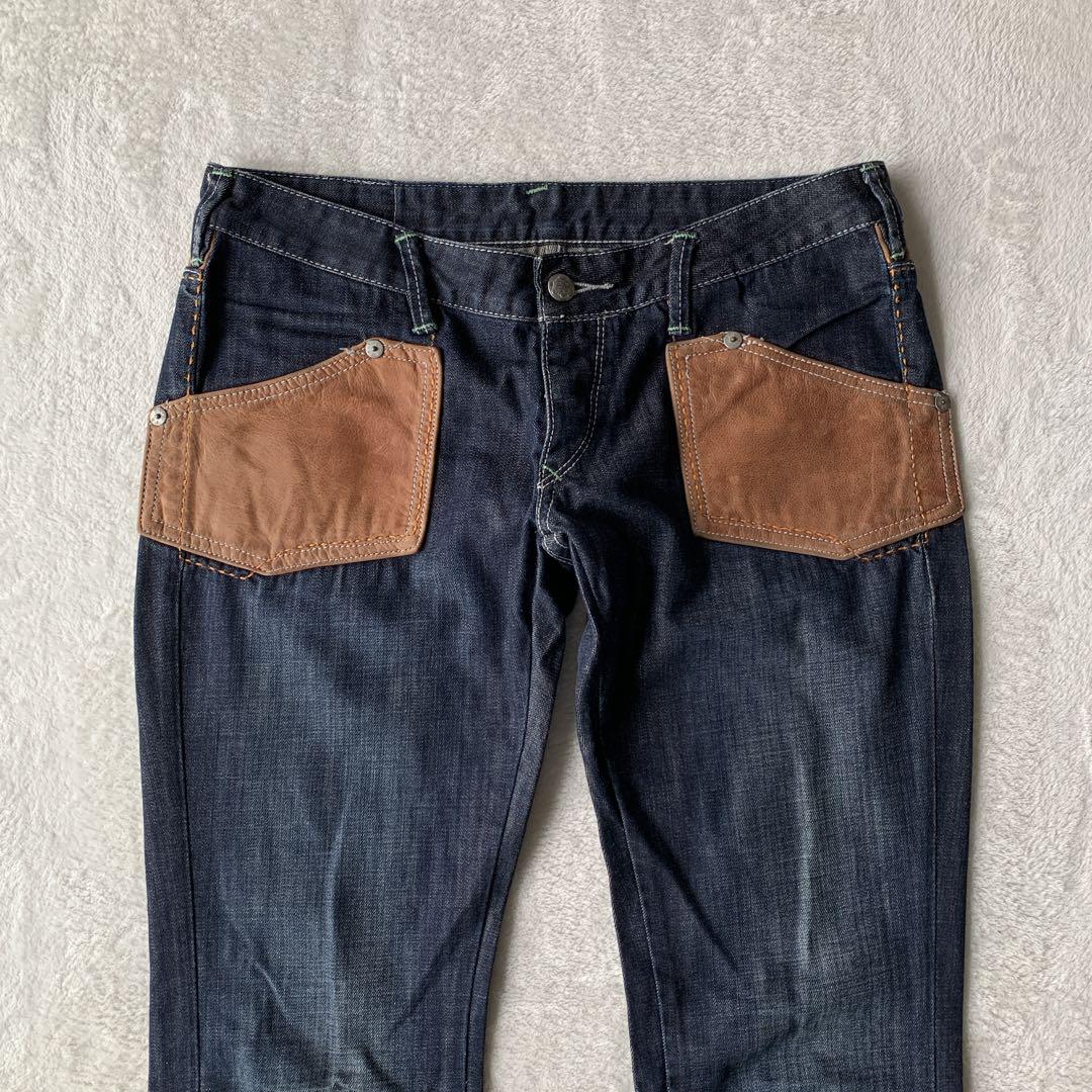 超希少 美品！EVISU PARIS エヴィス デニム パンツ ジーンズ レザー