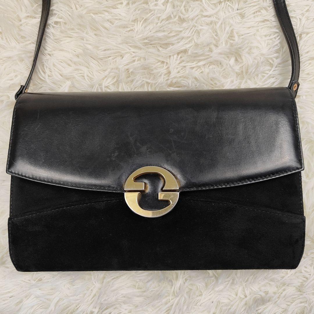 GUCCI　ショルダーバッグ　GG金具　2way 　 クラッチバッグ 黒