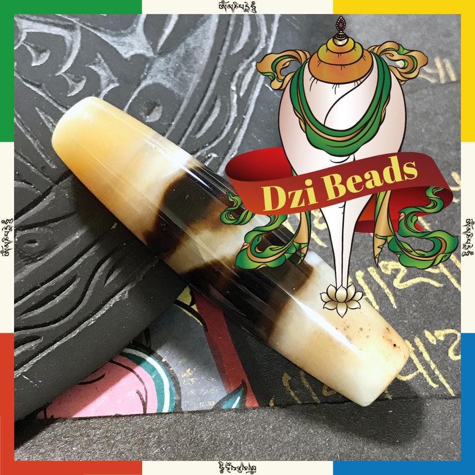 チベット天珠 紅朱砂纏絲　線珠 天珠ワールド No.d4